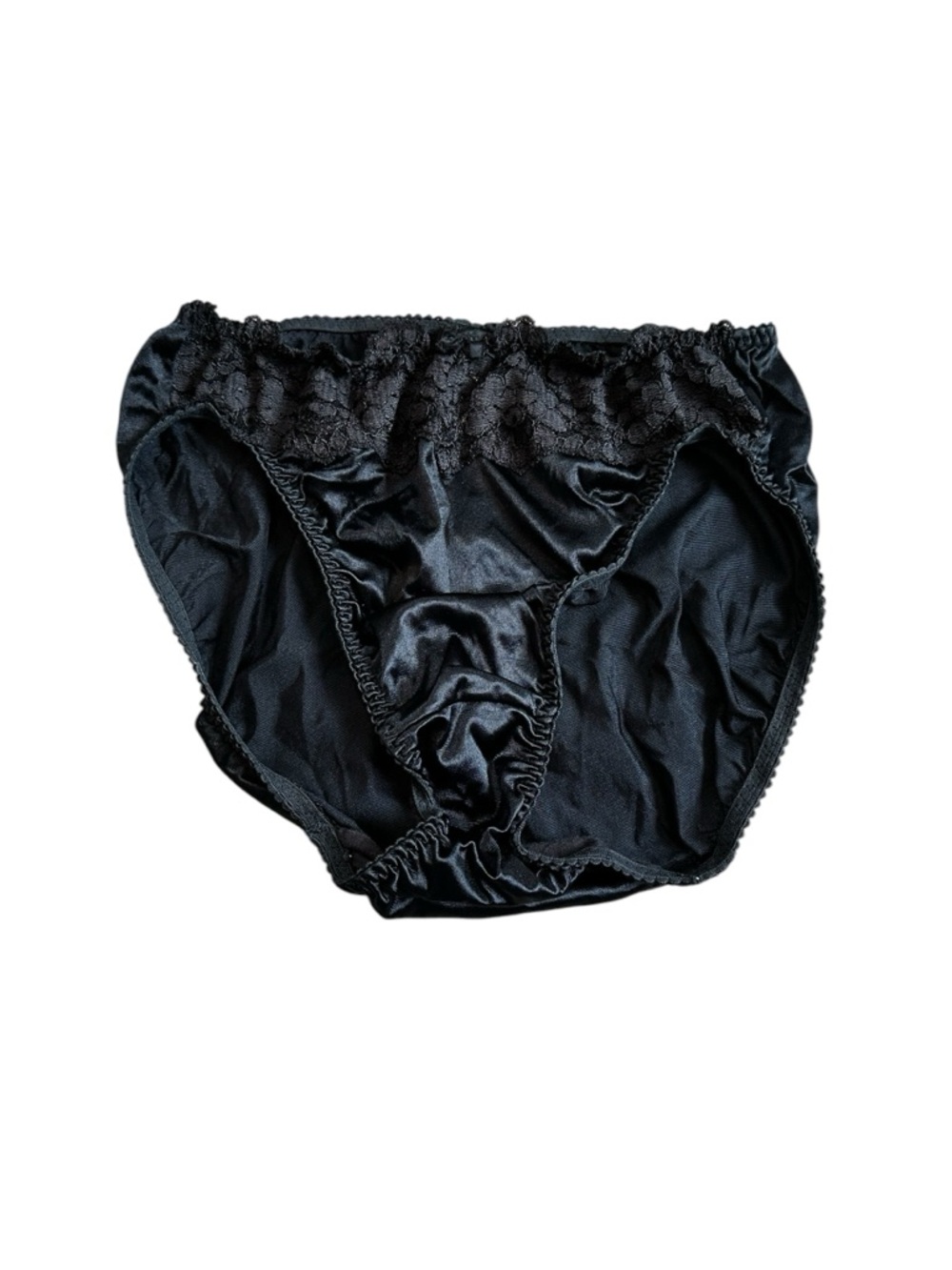 Vintage Victoria’s Secret Black Satin Panties Lace Bow Trim 90s Coquette Vixen